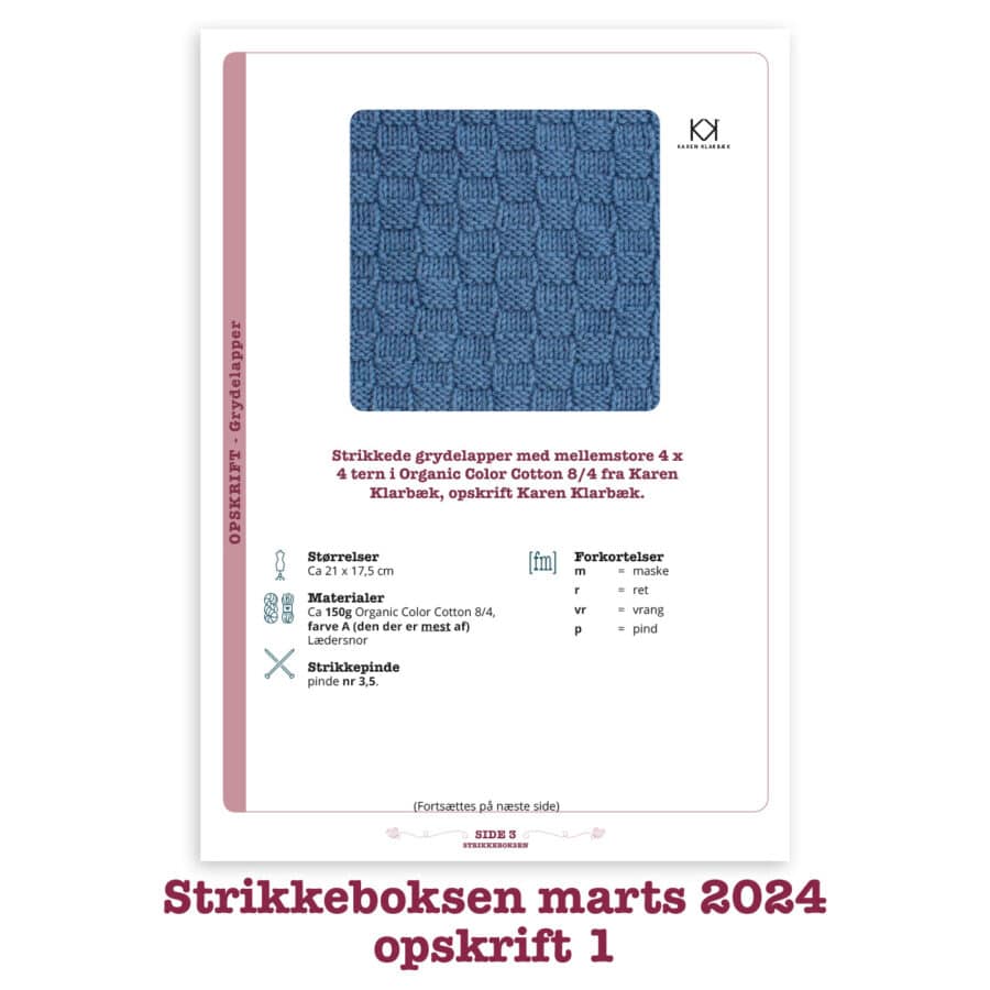 Strikkeboksen standard marts 2024 opskrift 1 Karen Klarbæk